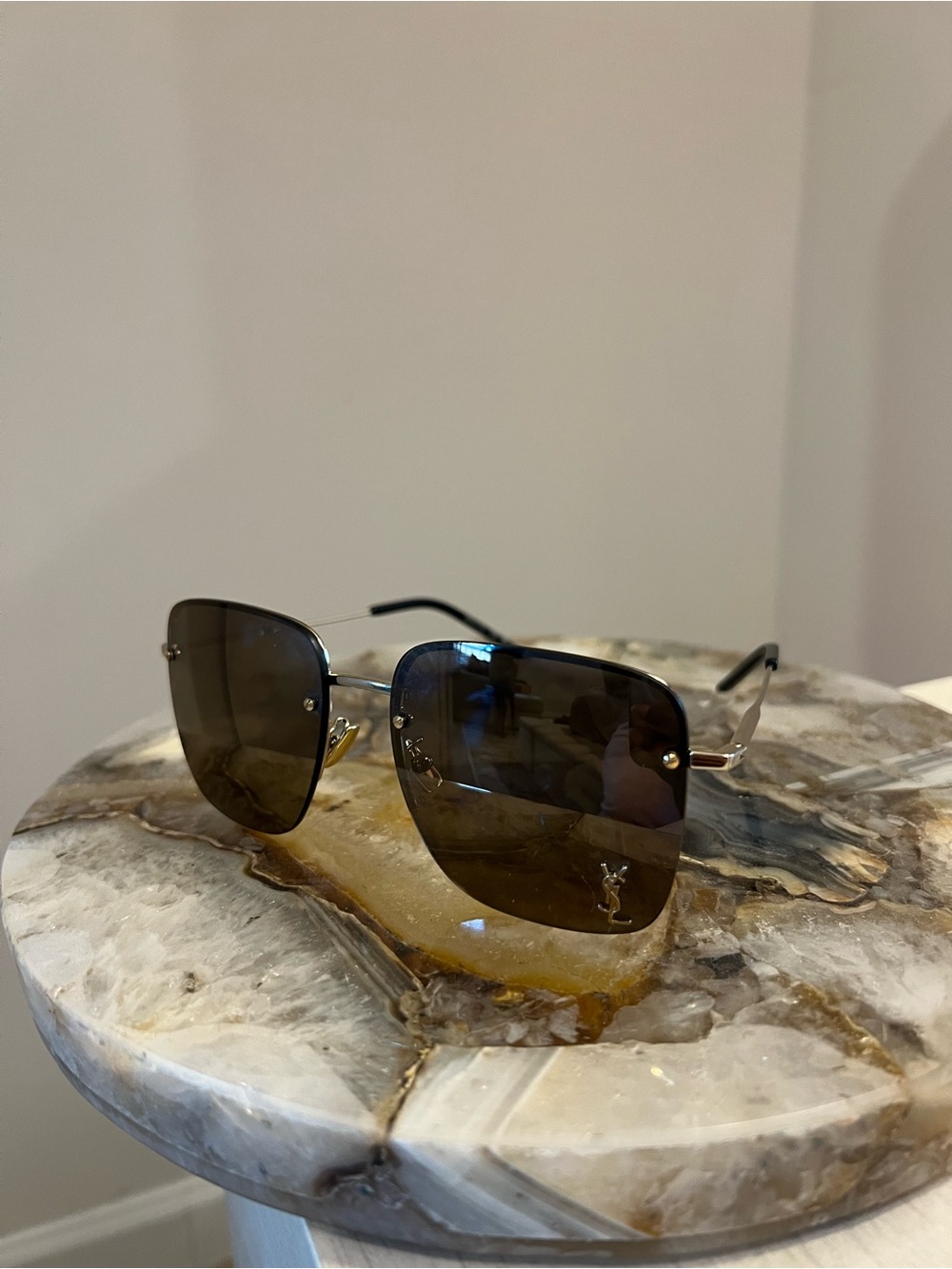 Saint Laurent SL 312 M Rimless Brown Gradient Sunglasses